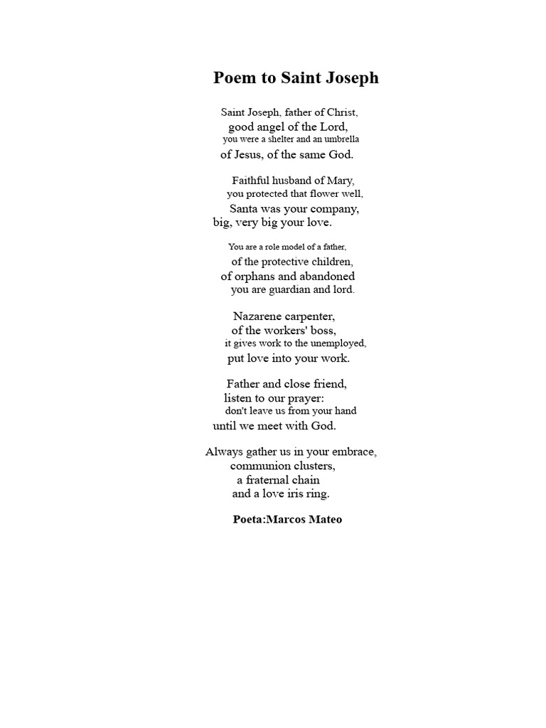 Poem Dedicated to Saint Joseph | PDF