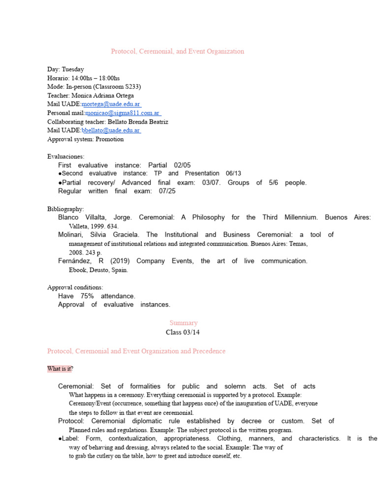 Protocol and Event Organization Overview | PDF | Diplomacy | Diplomatic ...