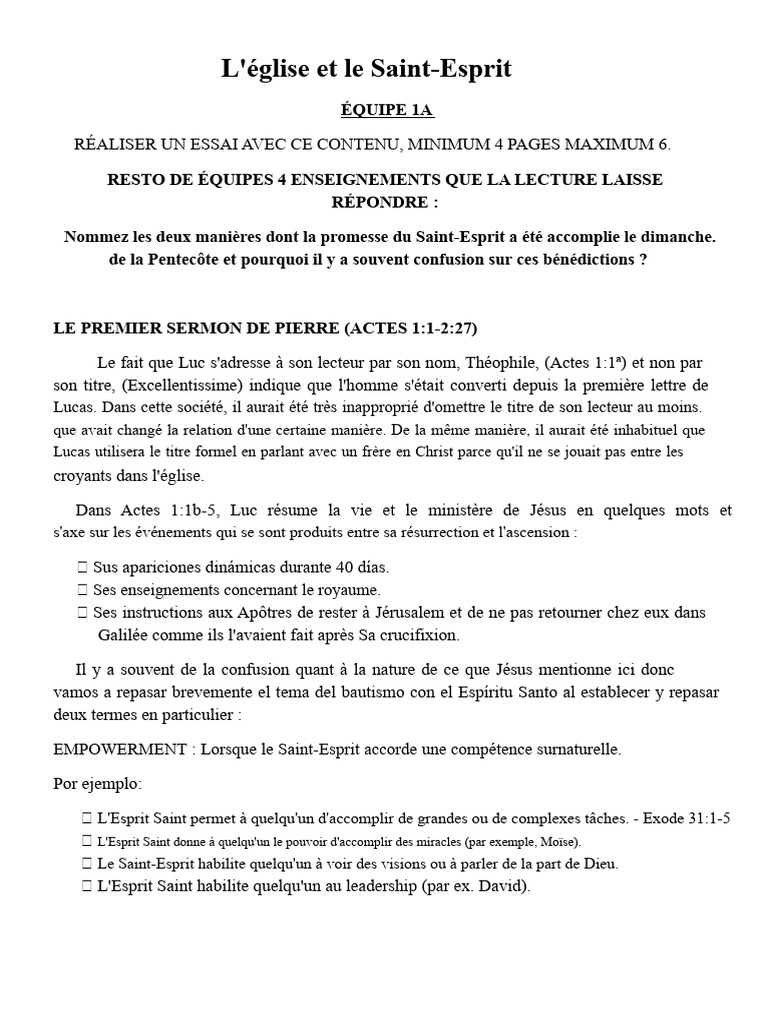 L'Esprit Saint et la Pentecôte expliqués | PDF | Baptisme | Saint-Esprit