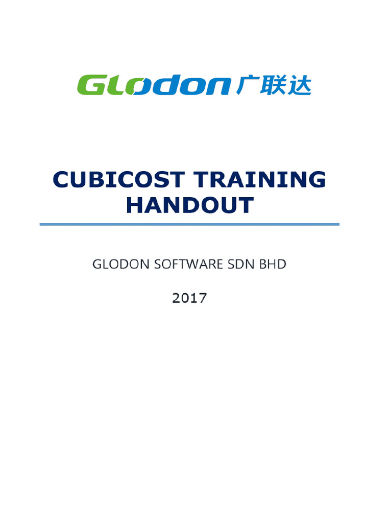 Materiale Di Formazione Cubicost - Glodon Software SDN BHD | PDF