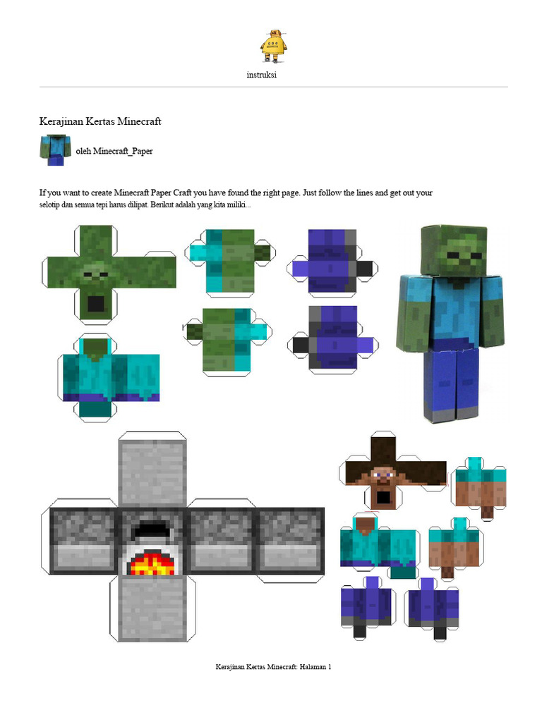 Kerajinan Kertas Minecraft Kreatif | PDF