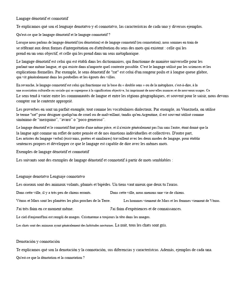 Dénotation et connotation expliquées | PDF | Métaphore | Concept