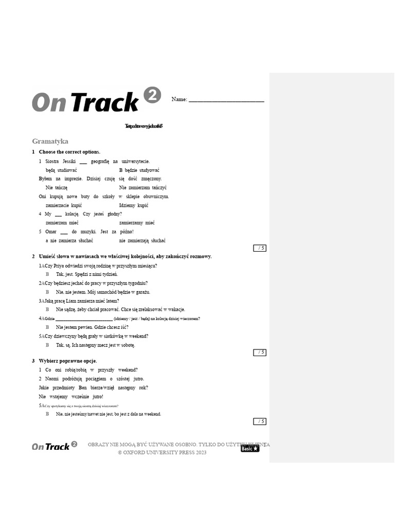 OnTrack 2 Tests U5 | PDF