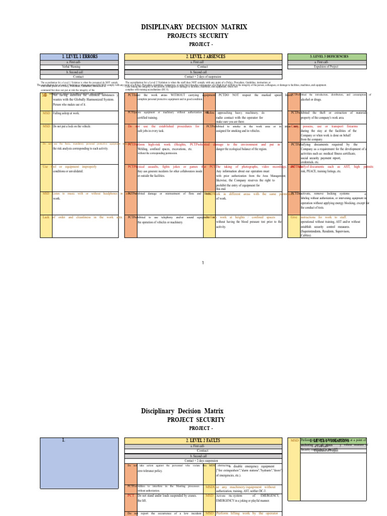 Disciplinary Decision Matrix Overview | PDF