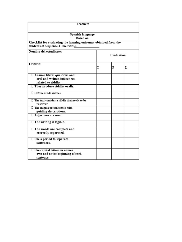 Evaluating Spanish Riddle Skills | PDF