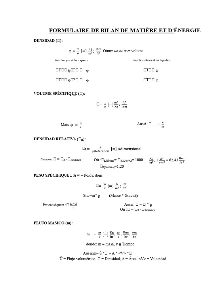 Bilan de matière et d'énergie en chimie | PDF | Chimie | Grandeur physique