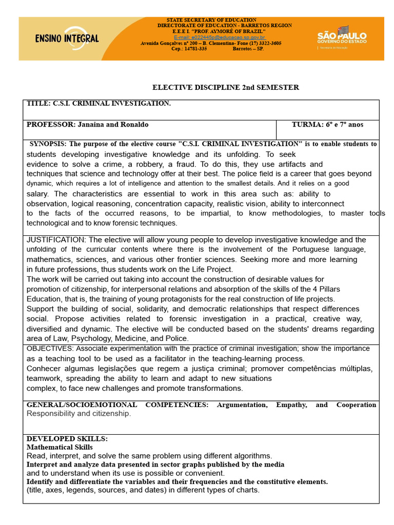 Elective Course: C.S.I. Criminal Investigation | PDF | Forensic Science ...