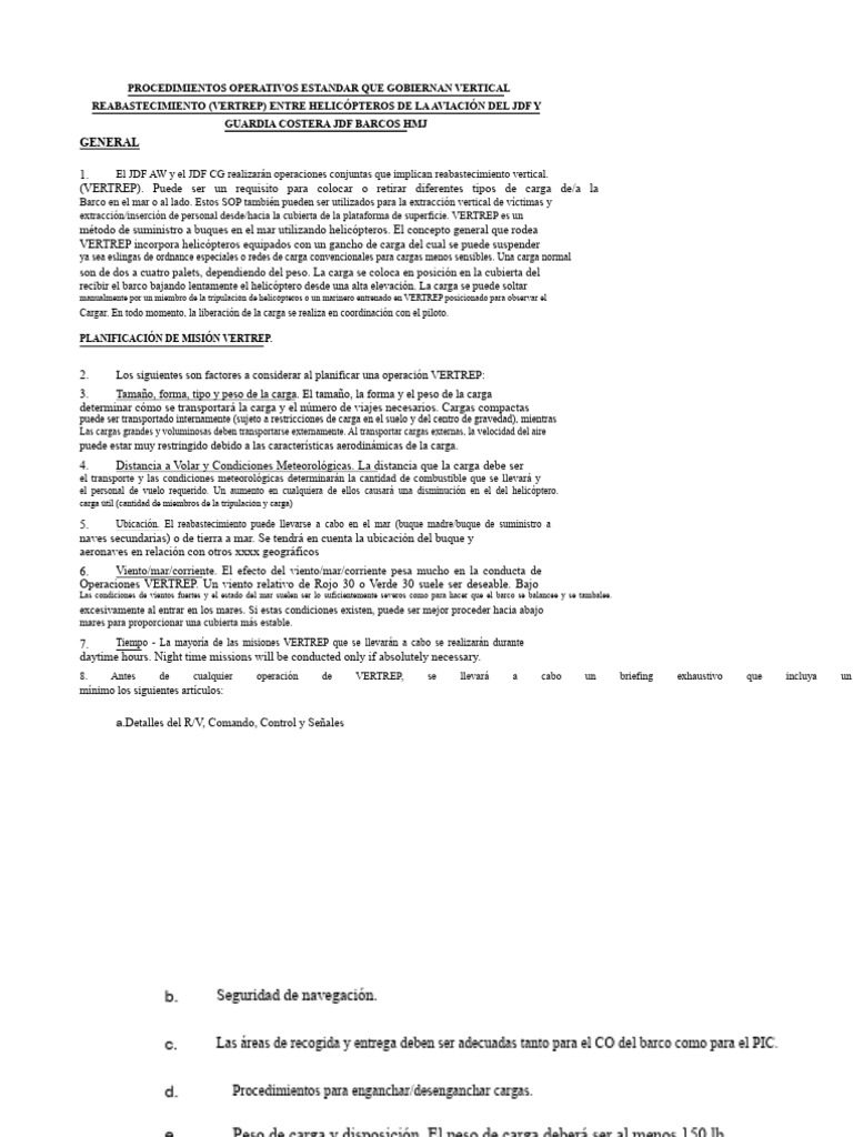 Procedimientos VERTREP para Helicópteros JDF | PDF | Helicóptero | Buques