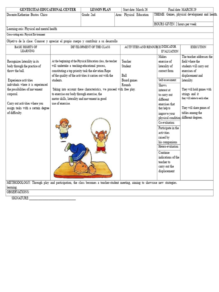 2nd Grade Physical Education Lesson Plan | PDF | Lesson Plan | Physical ...