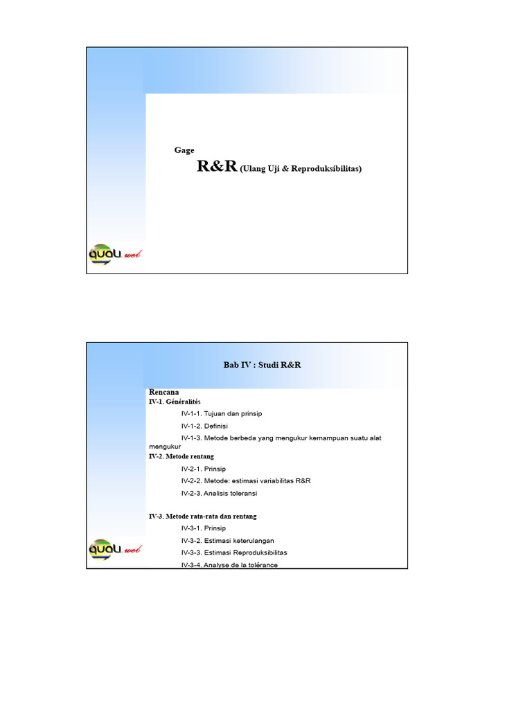 Metode R&R untuk Analisis Pengukuran | PDF