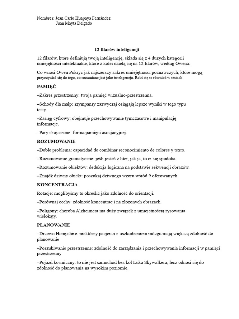 12 Filary Inteligencji | PDF