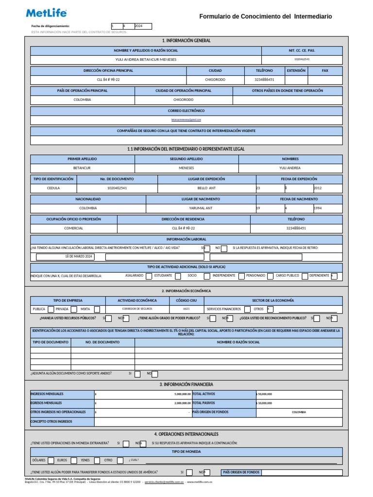 Formulario de Intermediario de Seguros | PDF | Seguro | Bancos