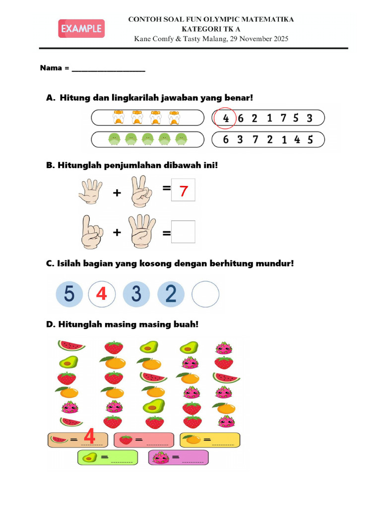 Aktivitas Belajar Matematika Anak | PDF