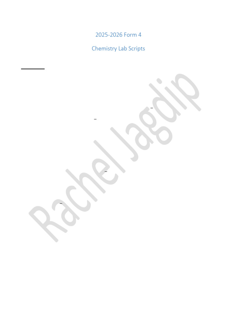 Chemistry Lab Scripts for 2025-2026 | PDF | Titration | Chemistry