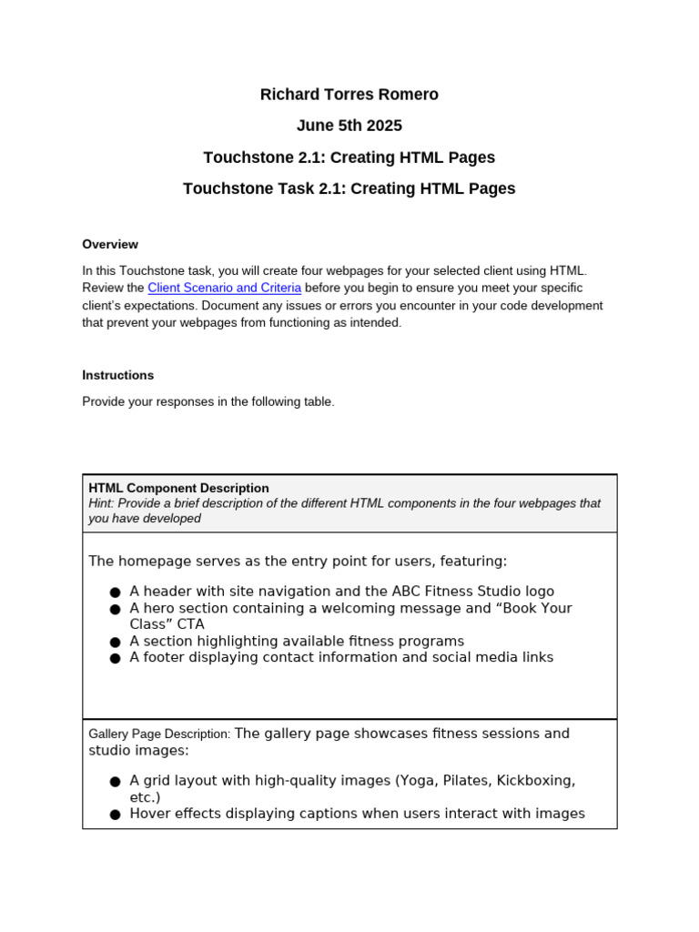 HTML Webpages for ABC Fitness Studio | PDF | Html | Page Layout