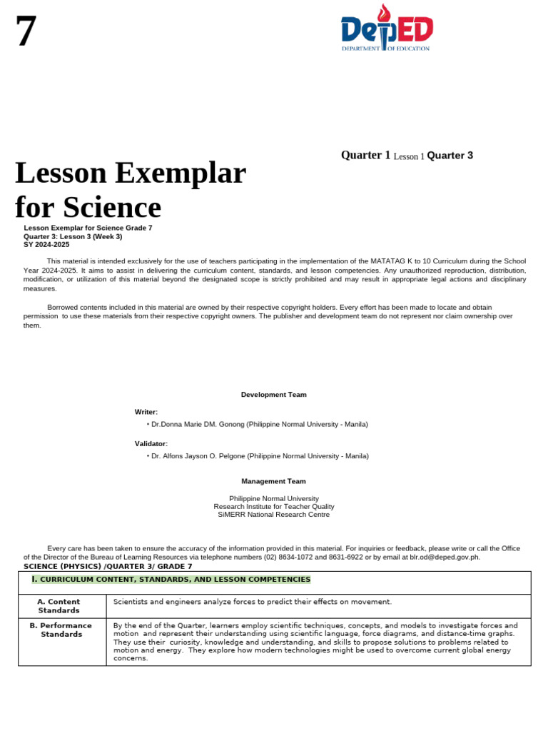 Grade 7 Science: Forces & Motion Lesson | PDF | Force | Simulation