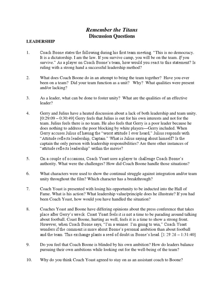 remember the titans leadership essay