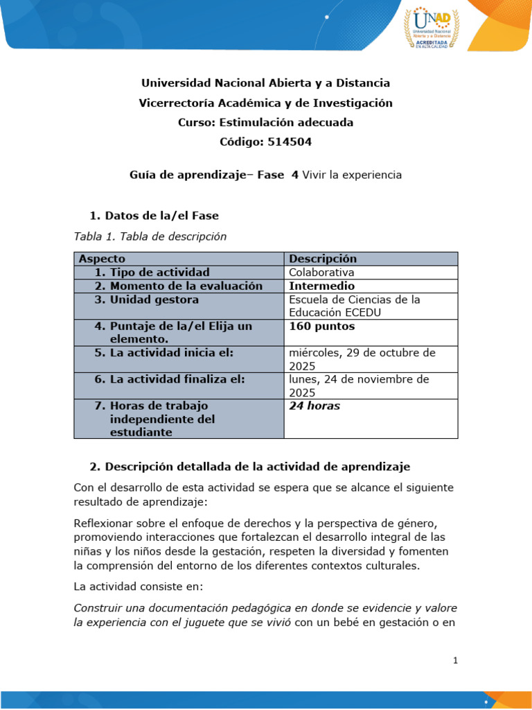 Guia de Aprendizaje - Fase 4 | PDF | Educación de la primera infancia ...