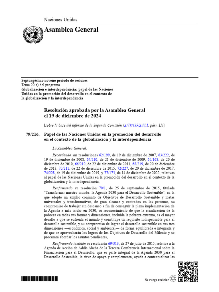 Papel de la ONU en el Desarrollo Sostenible | PDF | Desarrollo ...