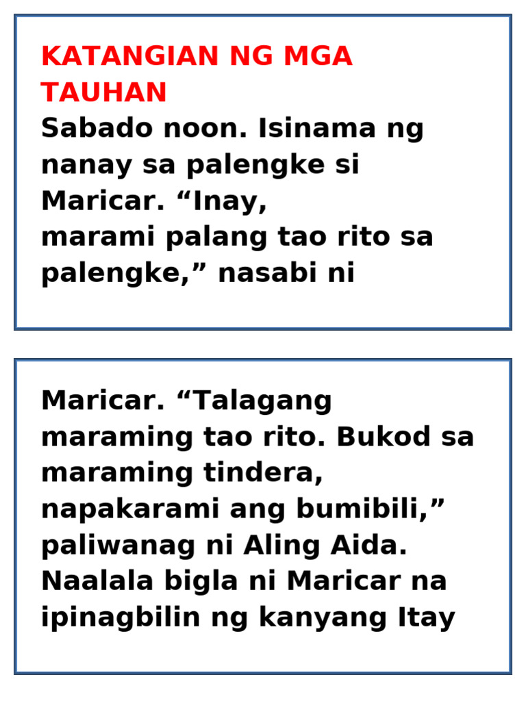 Katangian NG Mga Tauhan | PDF