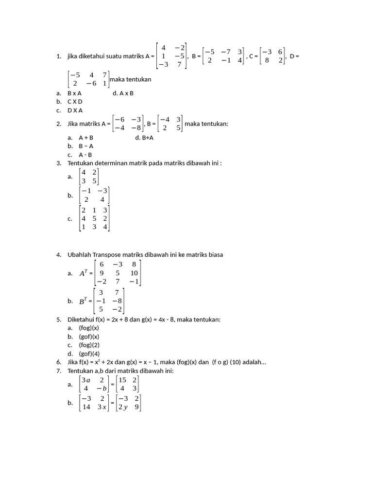 Jika Diketahui Suatu Matriks A | PDF