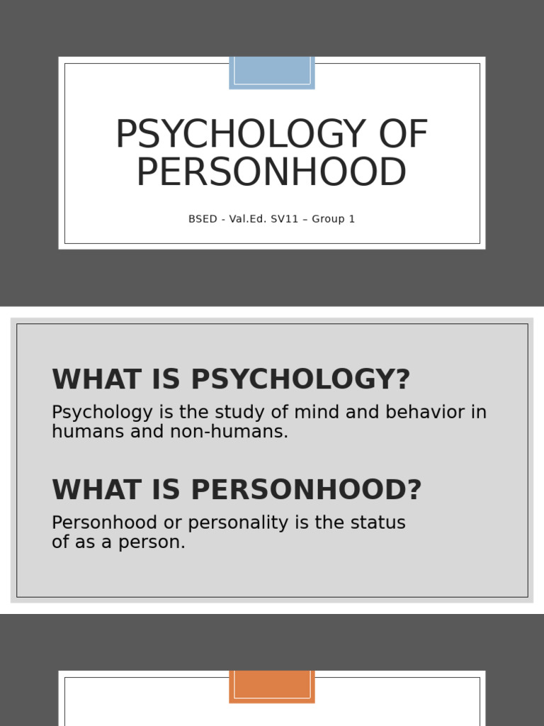 Psychology of Personhood Explained | PDF | Self Esteem | Self Efficacy