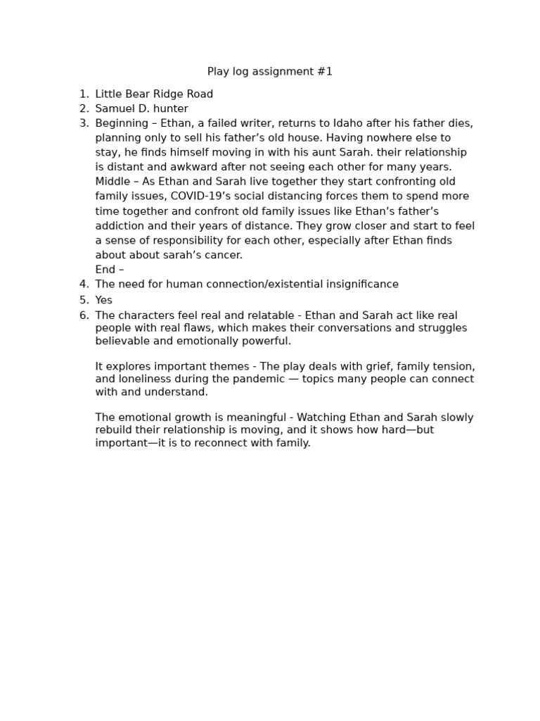 Play Log Assignment #1 | PDF