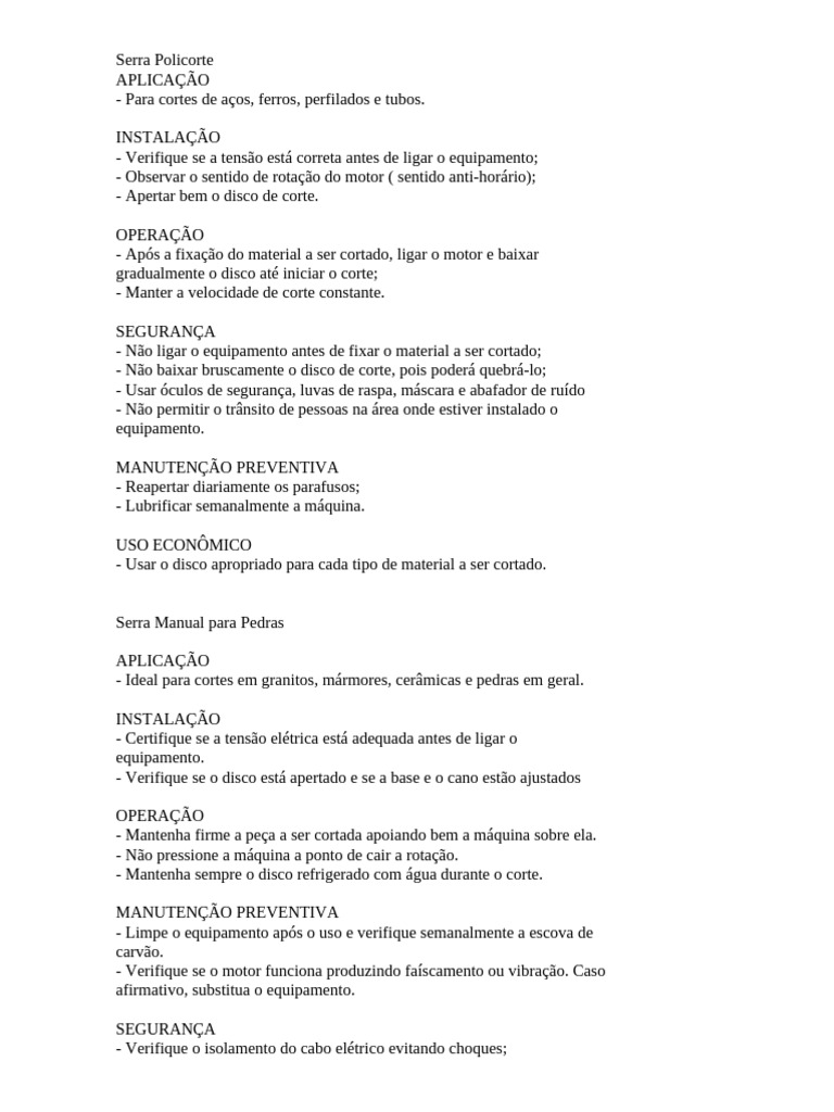 Guia De Uso E Seguran a Para Serras PDF
