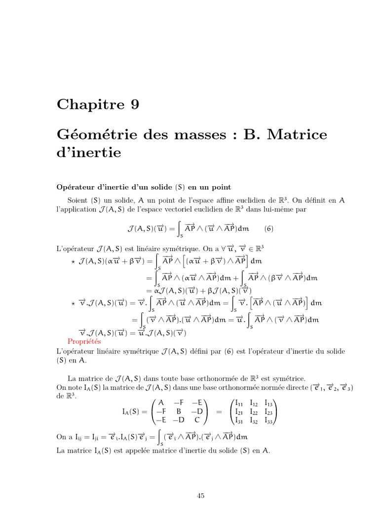 Matrice d'inertie et géométrie des masses | PDF | Base (algèbre ...