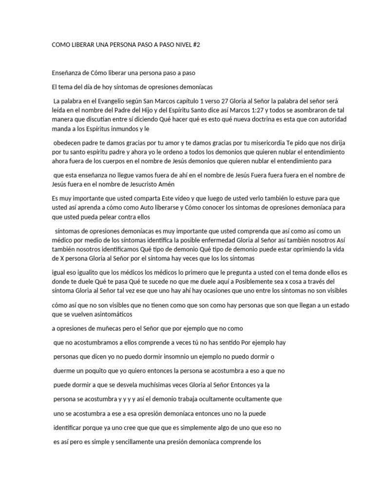 Liberación de Opresiones Demoníacas | PDF | Demonios | Pecado