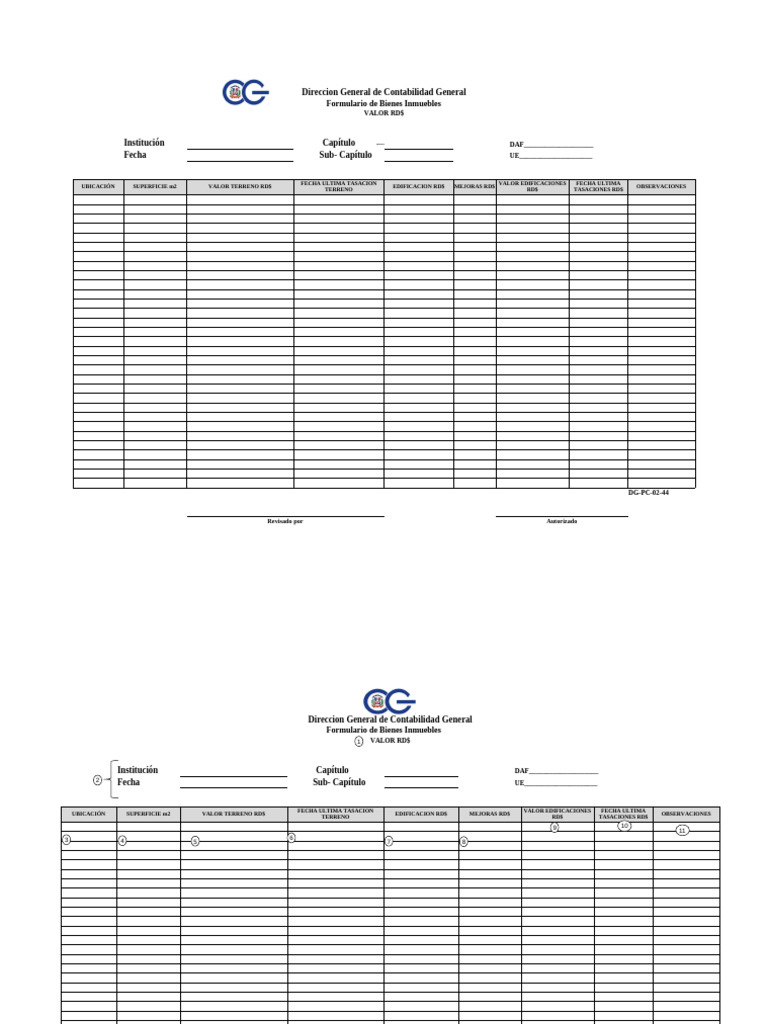 Formulario de Bienes Inmuebles RD$ | PDF