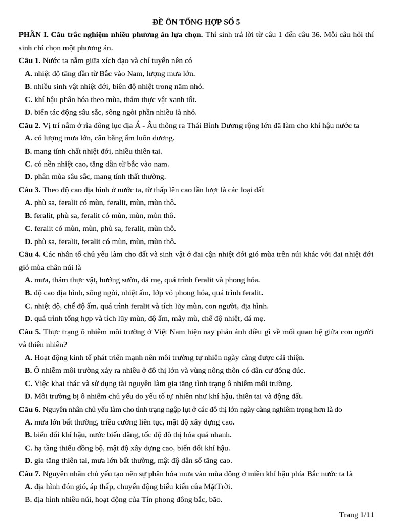 Đề số 5 - HS | PDF