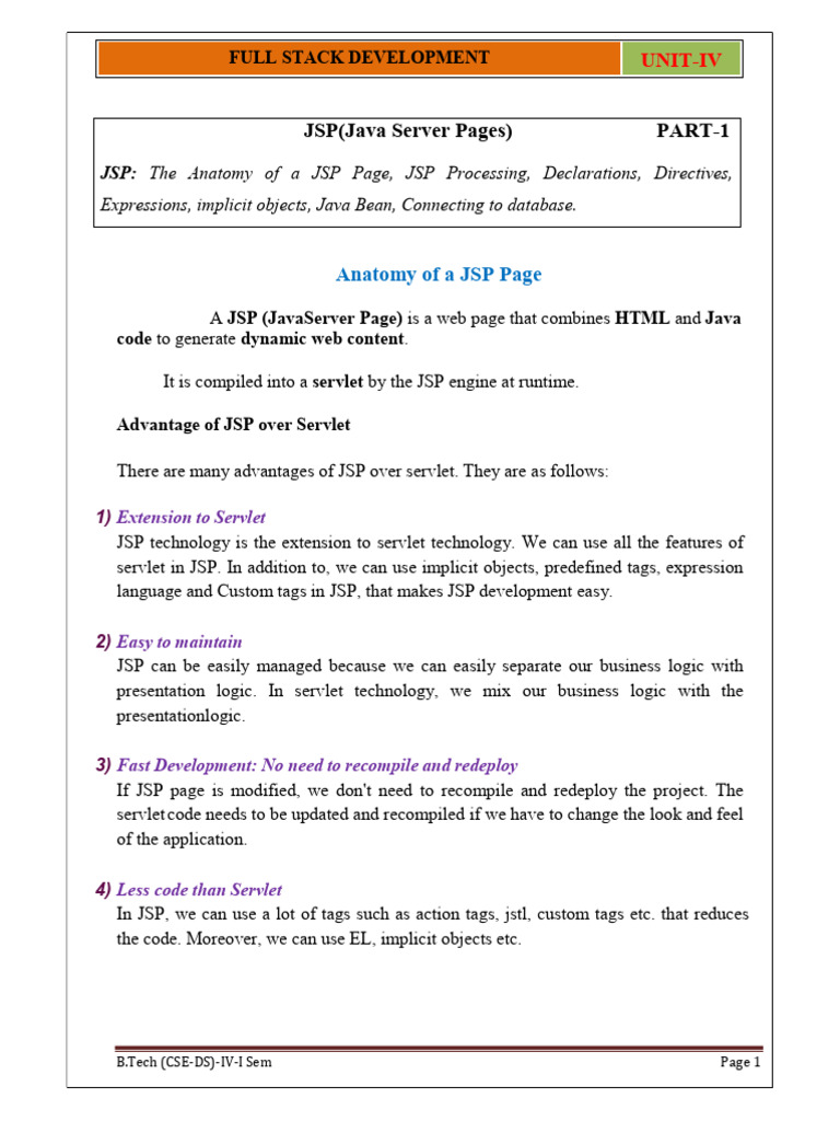JSP Basics for Full Stack Development | PDF | Computer Programming ...
