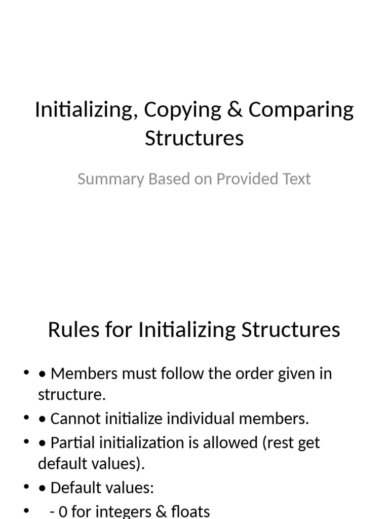Structure Initialization and Comparison Guide | PDF