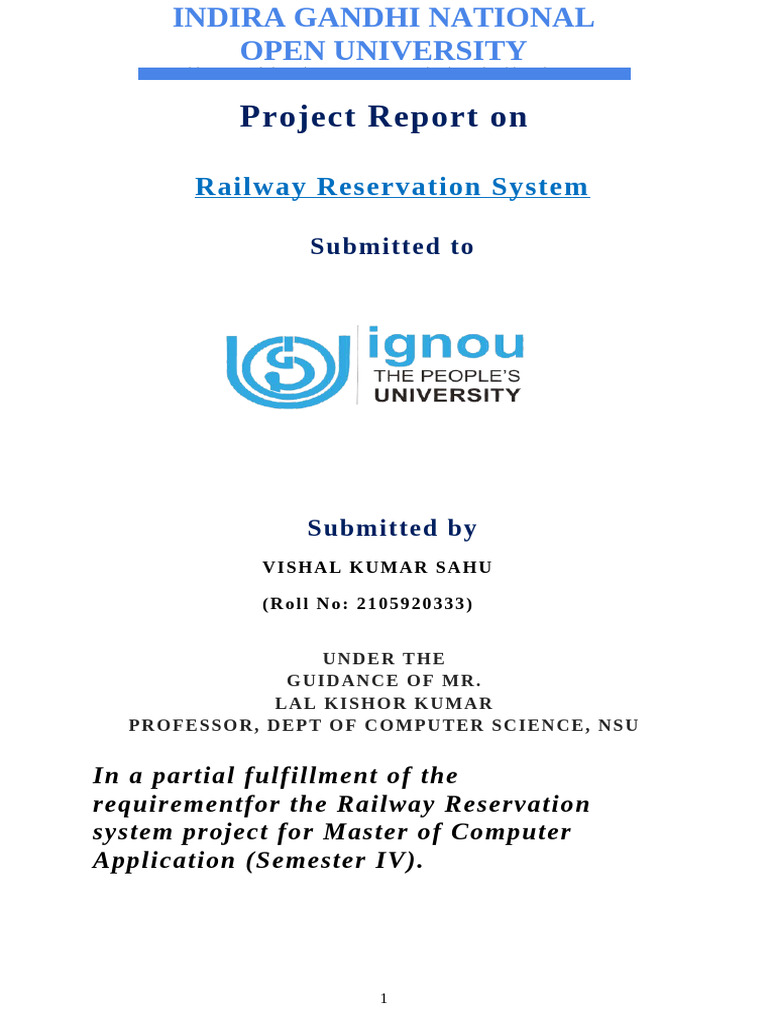 Railway Reservation System Project Report | PDF | Software Testing | System