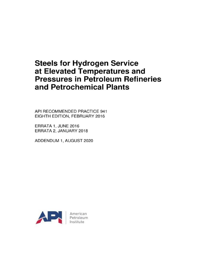 Api RP 941-2016 (2020) | PDF