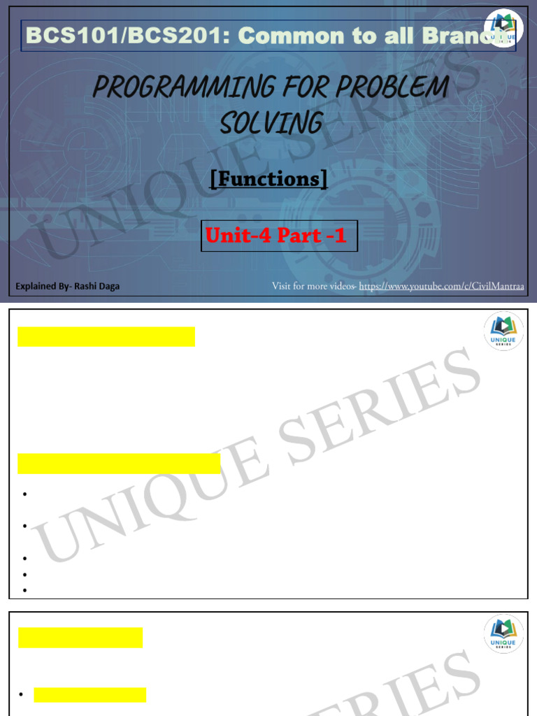 Understanding Functions in C Programming | PDF | Parameter (Computer ...