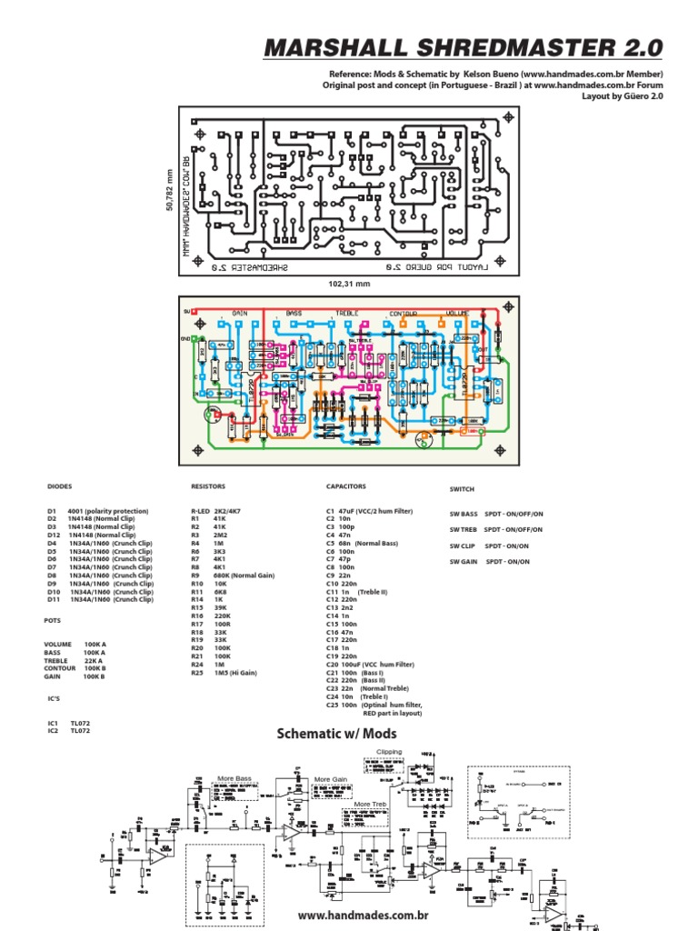 Marshall Shredmaster Schematic & Mods | PDF | String Instruments