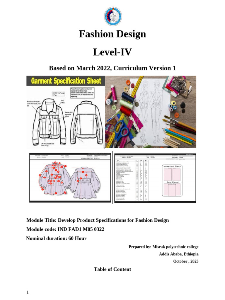 Fashion Design Product Specifications Guide | PDF | Specification ...