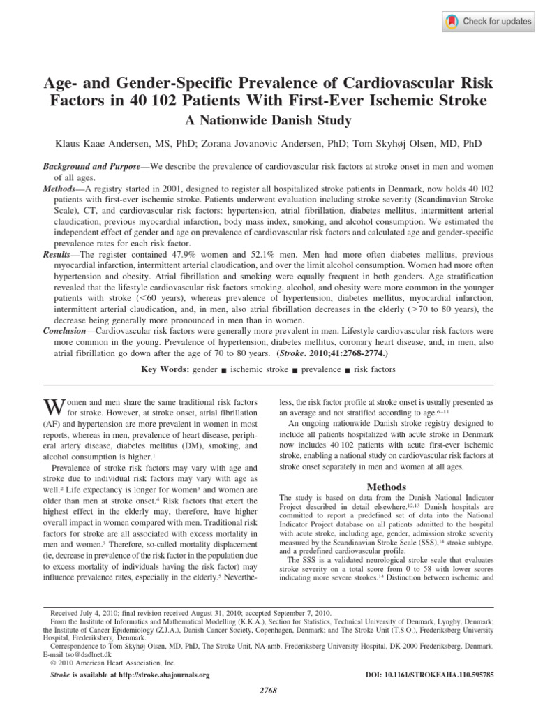 Cardiovascular Risk Factors in Ischemic Stroke | PDF | Stroke ...
