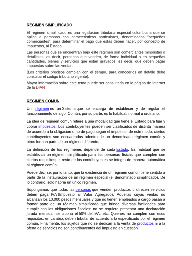 Régimen Simplificado y Común en Colombia | PDF | Factura | Impuestos