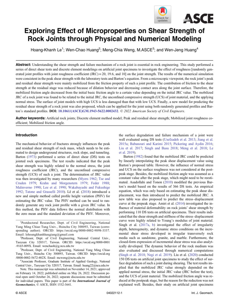 Shear Strength of Rock Joints Analysis | PDF | Strength Of Materials ...