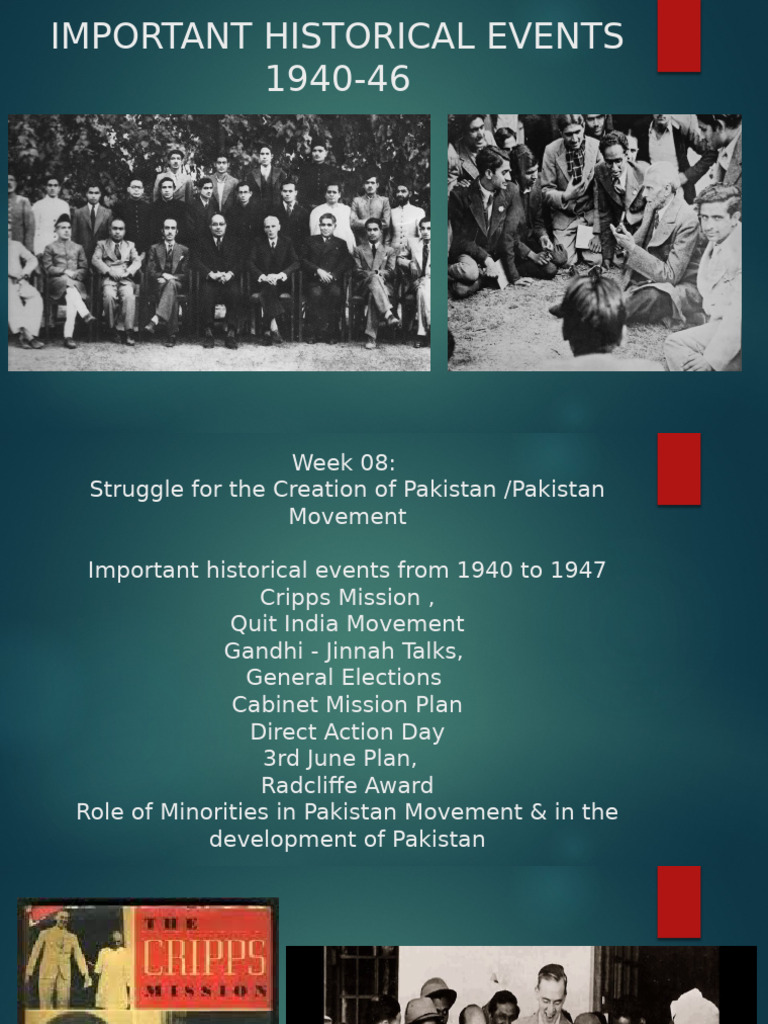 Important Historical Events During Creation of Pakistan | PDF ...