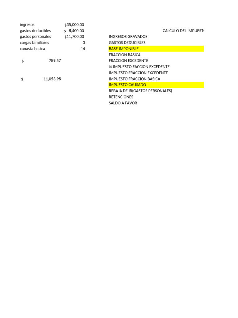 Cálculo de Impuestos y Deducciones | PDF
