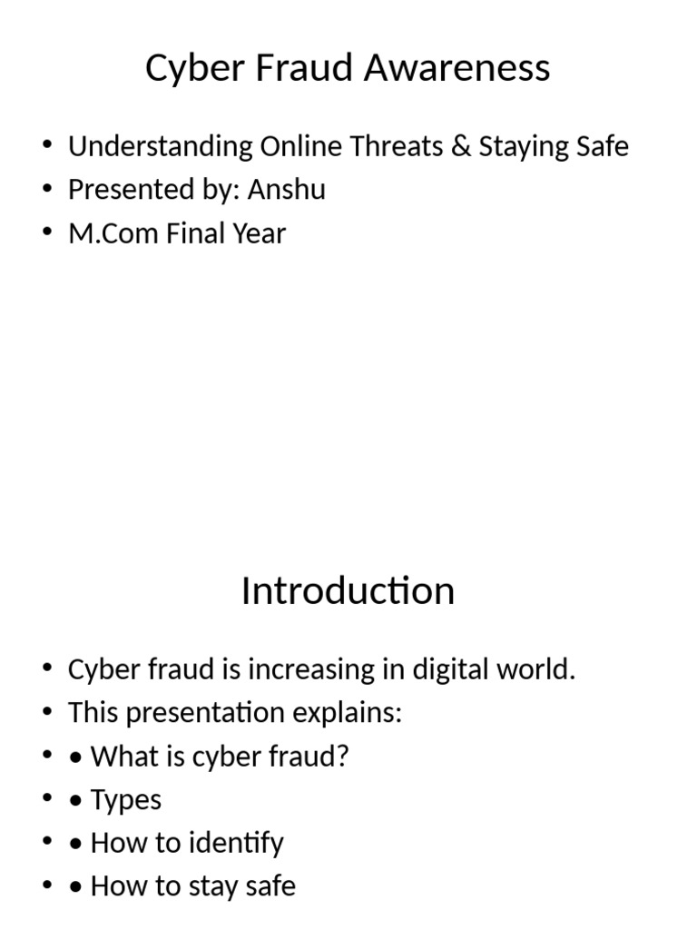 Cyber Fraud Awareness Presentation | PDF