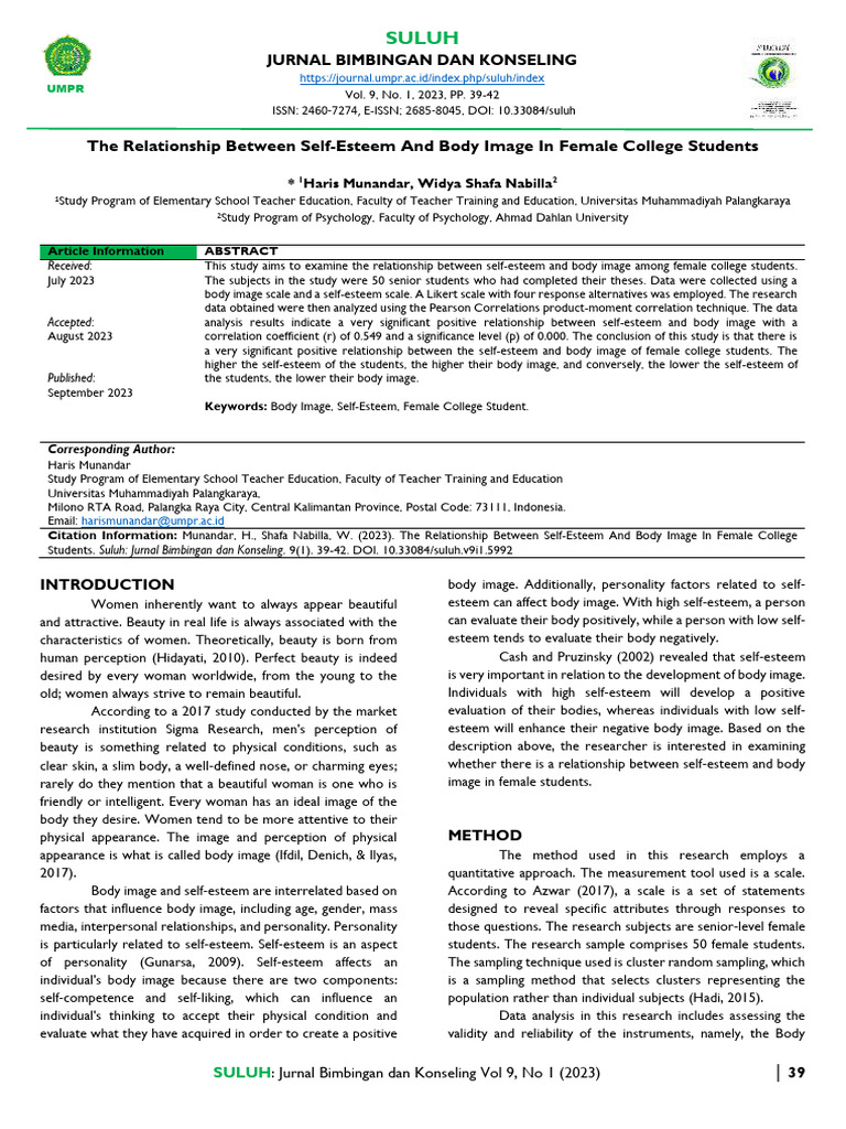5992-Article Text-22643-1-10-20231026 | PDF | Self Esteem | Body Image