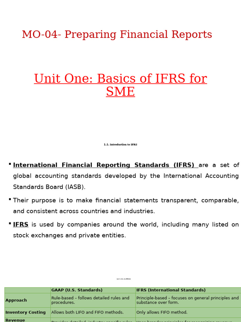 IFRS for SMEs: Financial Reporting Guide | PDF | International ...