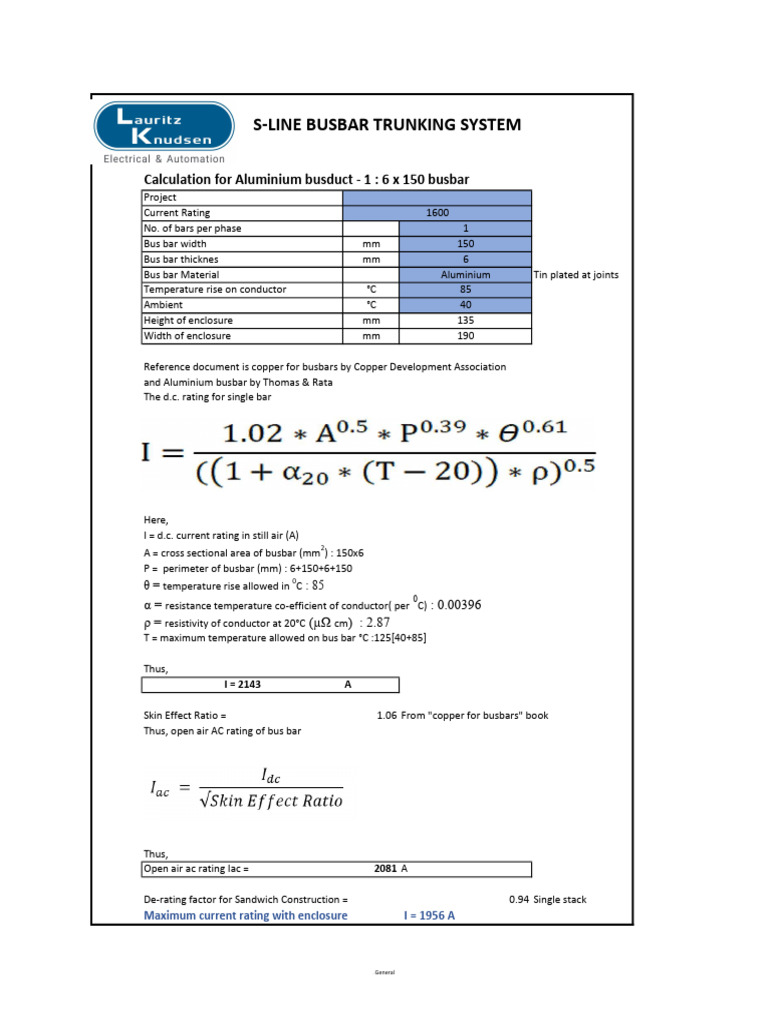 Aluminium Busbar Rating Calculation | PDF