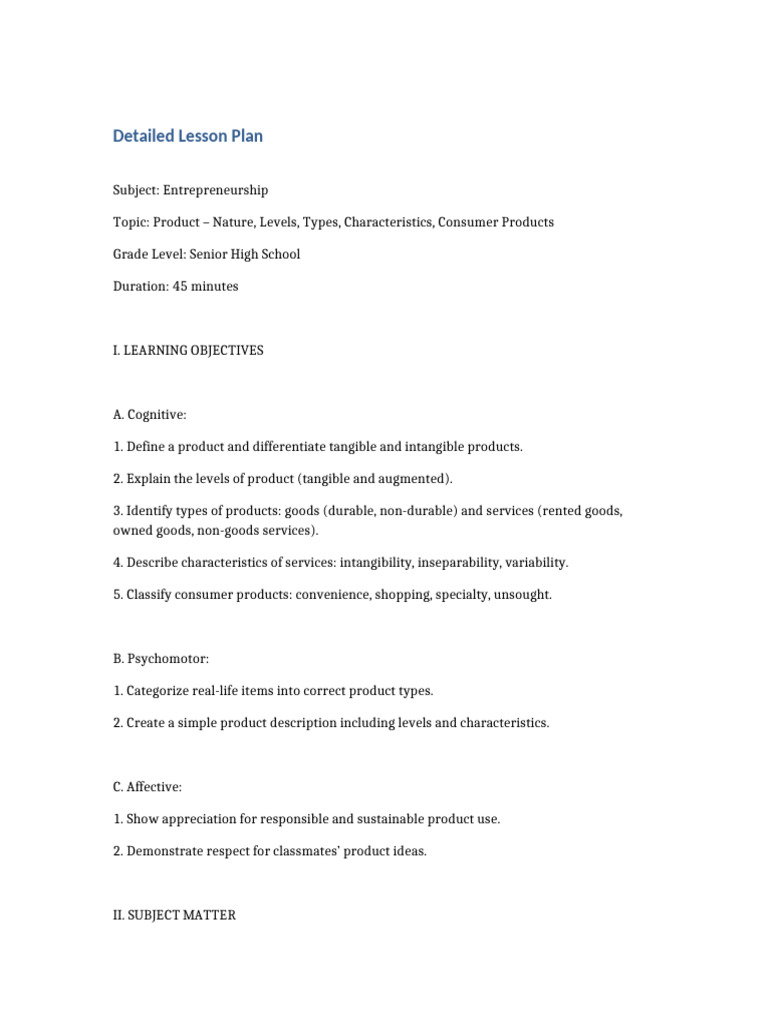 Detailed Lesson Plan 45min | PDF | Final Good | Learning