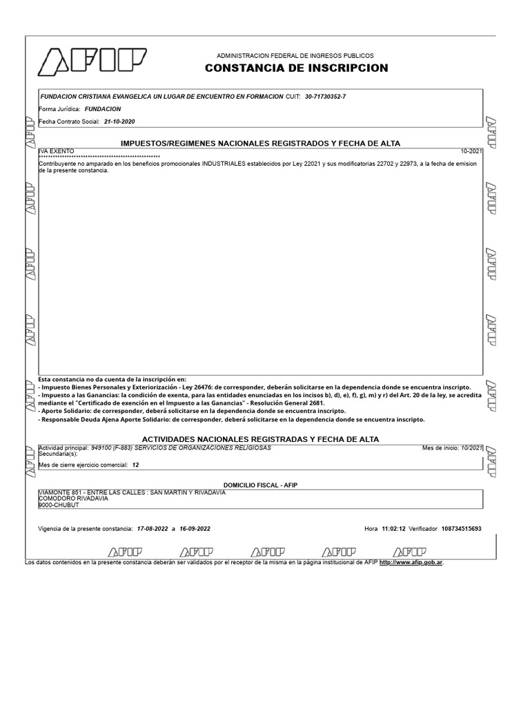 AFIP - Administración Federal de Ingresos Públicos | PDF